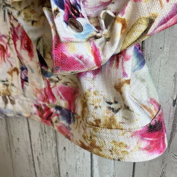 CJ Banks Womens Full Zip Jacket Size 2X Bright Floral Colorful Heavy Office - Picture 7 of 12